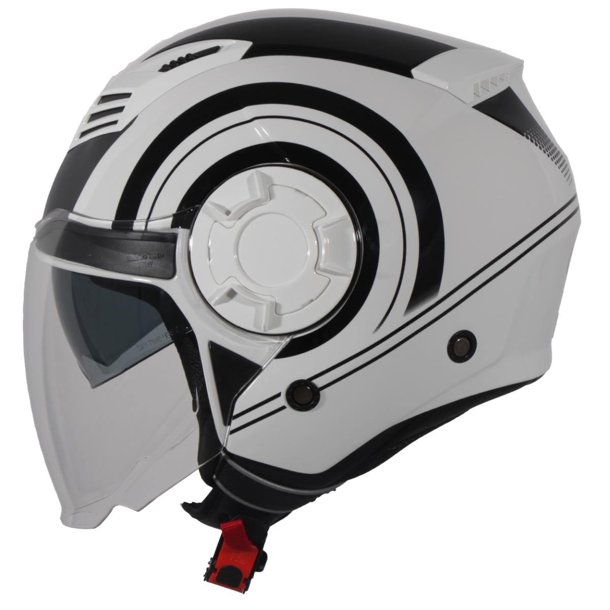 Casco Moto Abierto Jet Vito Isola Negro/Blanco Brillante - URA Moto