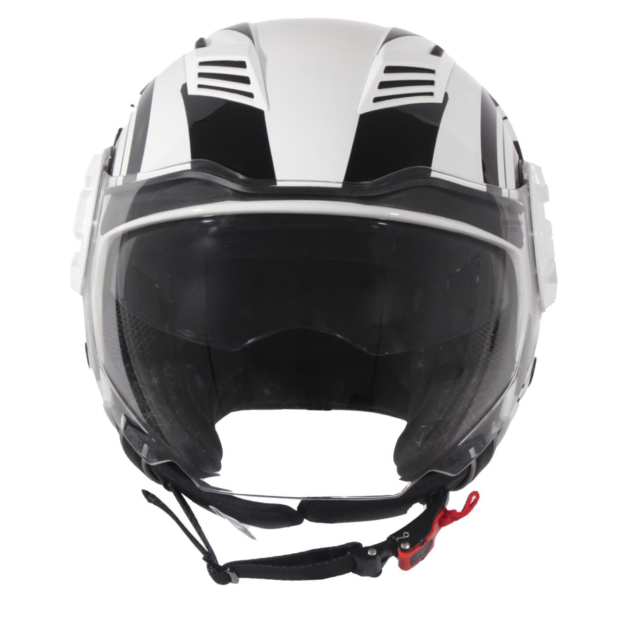 Casco Moto Abierto Jet Vito Isola Negro/Blanco Brillante - URA Moto