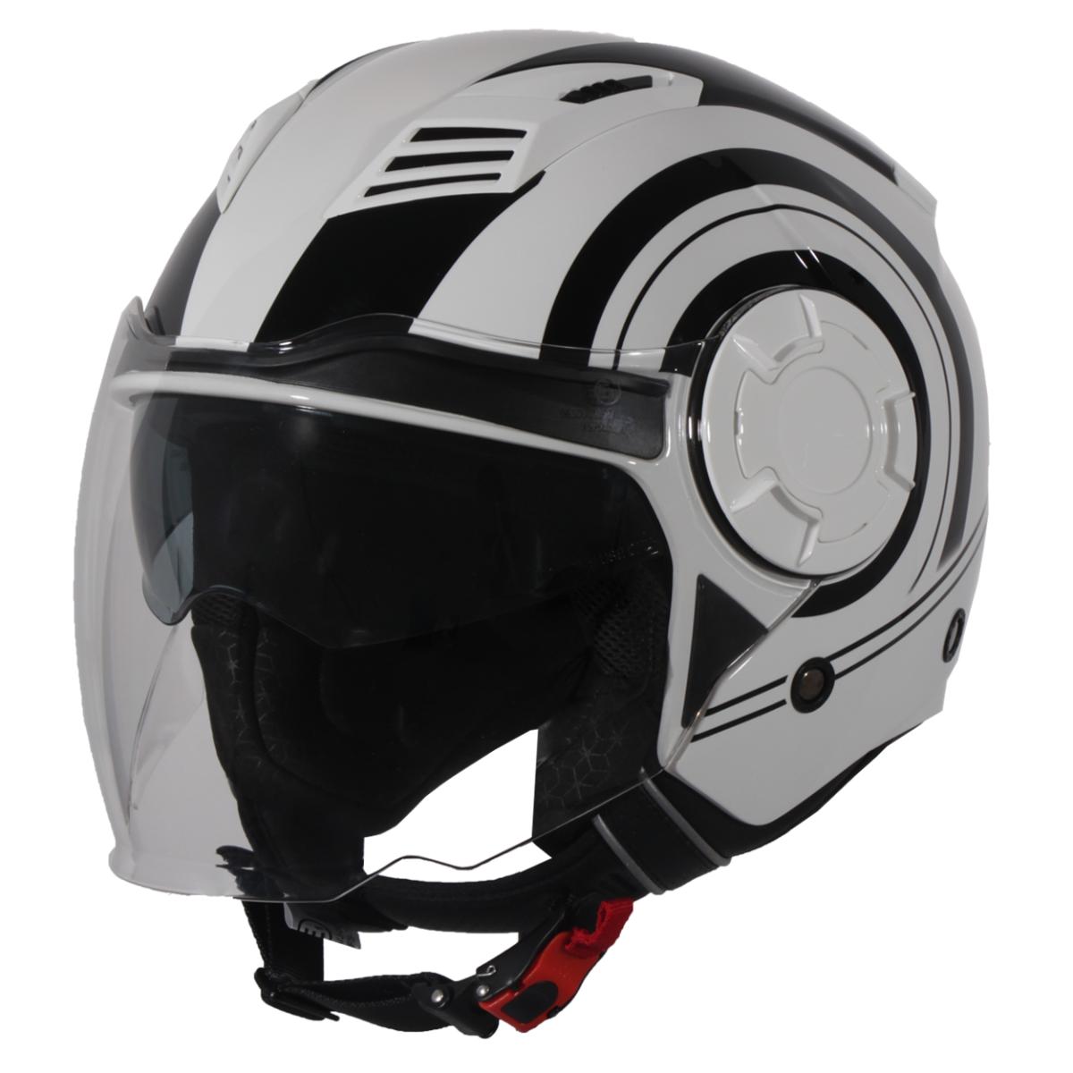 Casco Moto Abierto Jet Vito Isola Negro/Blanco Brillante - URA Moto