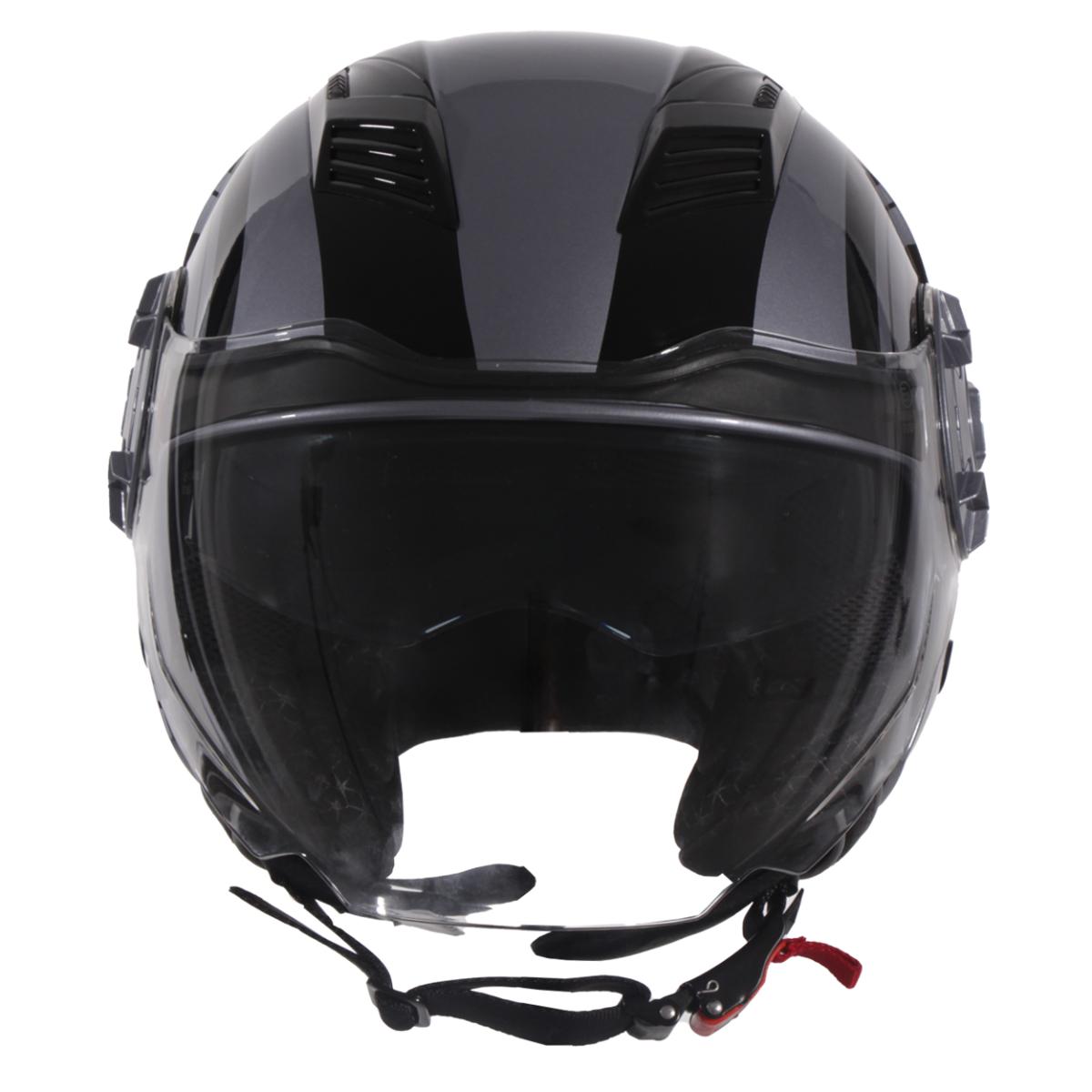 Casco Moto Abierto Jet Vito Isola Gris Brillante Negro