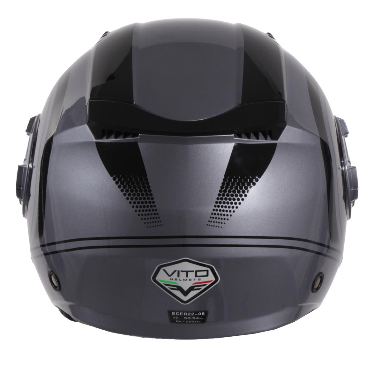 Casco Moto Abierto Jet Vito Isola Gris Brillante Negro