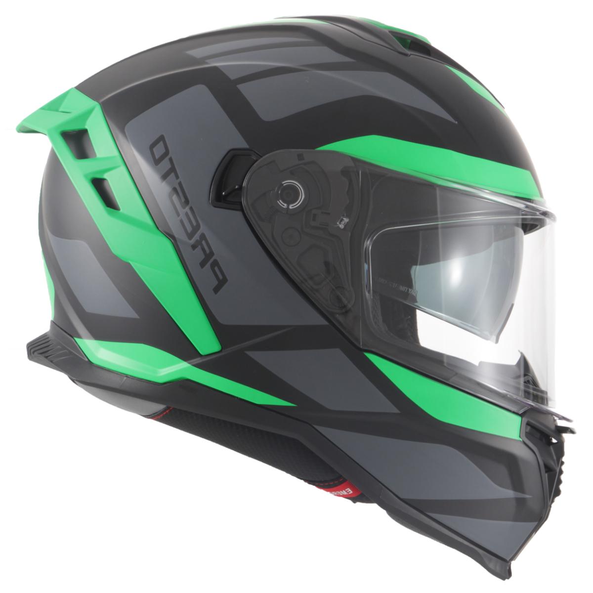 Casco Moto Integral Vito Presto Visera Solar Verde Mate Negro