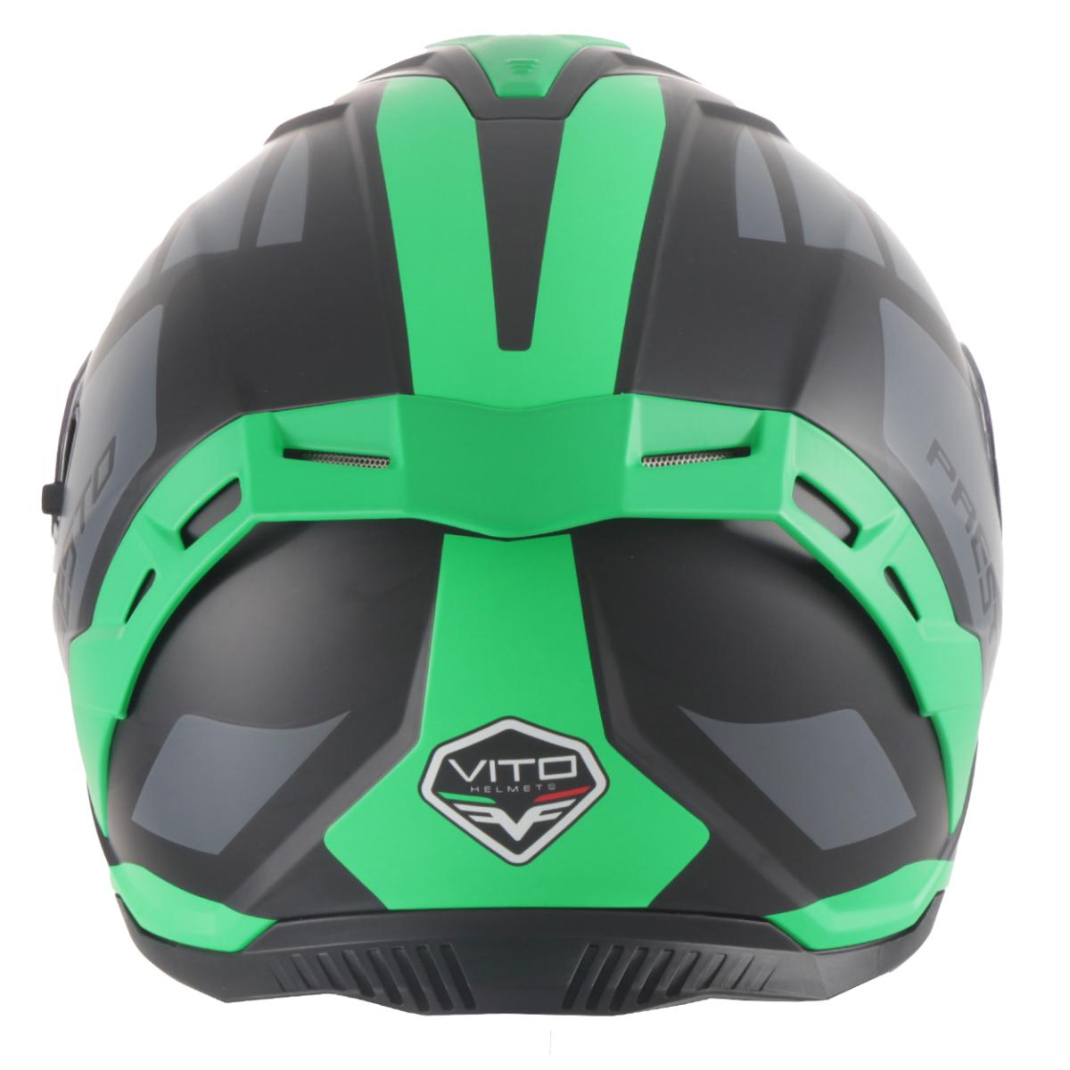 Casco Moto Integral Vito Presto Visera Solar Verde Mate Negro