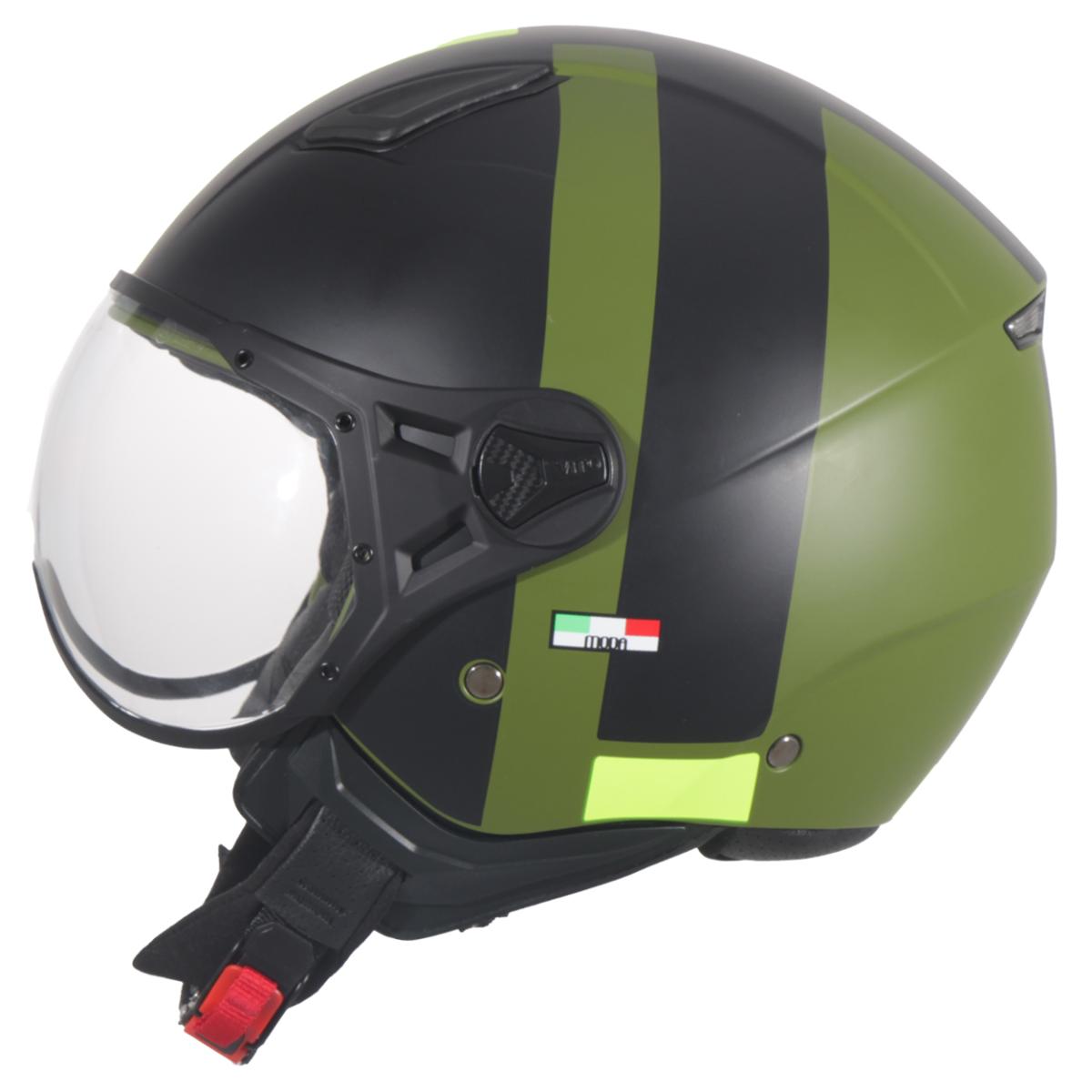 Casco Moto Abierto Jet Vito Moda Verde/Negro Mate - URA Moto