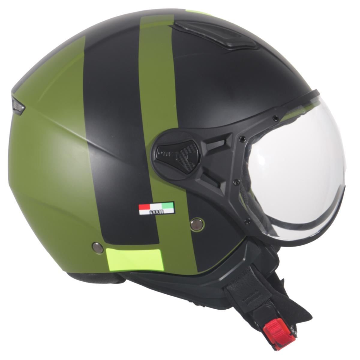 Casco Moto Abierto Jet Vito Moda Verde/Negro Mate - URA Moto