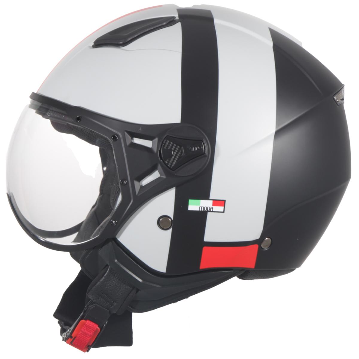 Casco Moto Abierto Jet Vito Moda Blanco/Negro Mate - URA Moto