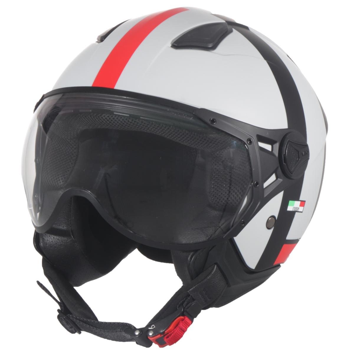 Casco Moto Abierto Jet Vito Moda Blanco/Negro Mate - URA Moto