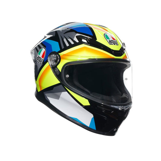 Casco Moto AGV K6 S AGV E2206 JOAN BLACK/BLUE/YELLOW - URA Moto