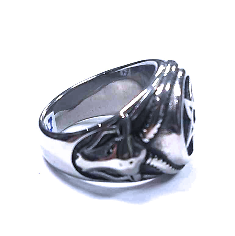 Anillo Acero Estrella Cruz Baphomet - URA Moto