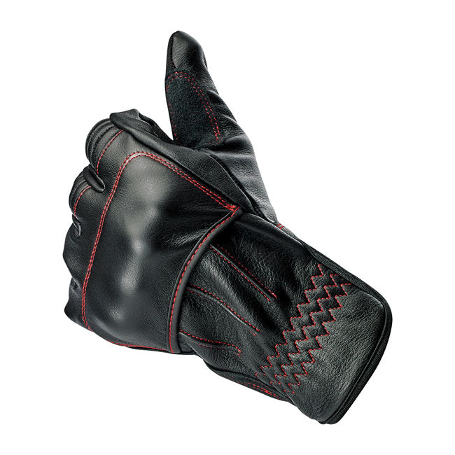 Guante Moto Biltwell Belden Black-Redline - URA Moto